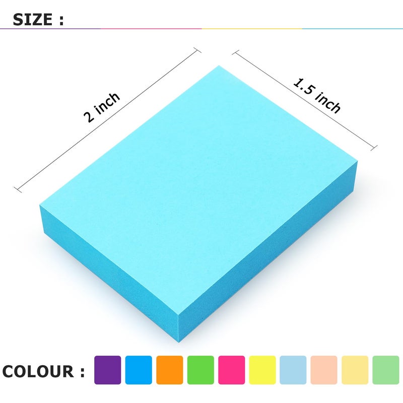 Eastern Wolf 30 Pads Sticky Notes 1.5x2 Self-Stick Notes 10 Bright Multi Colors Sticky Notes 60 Sheet/Pad - Image 3
